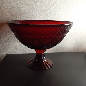 GORGEOUS Cristal D Arques France 10" Ruby Red Pedestal Compote Bowl.